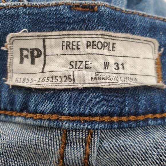Free People Womens 31‎ Washed Denim Skinny Leg Overalls Side Zipper Pre-Owned - Picture 4 of 5